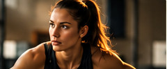 Athlete mentally preparing for strength training in a gym